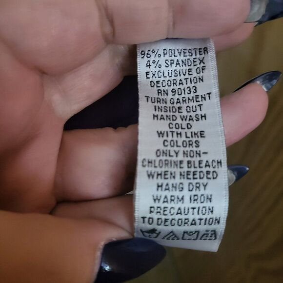 Quacker Factory Rich Purple Velvet/Rhinestones Top - Picture 8 of 8